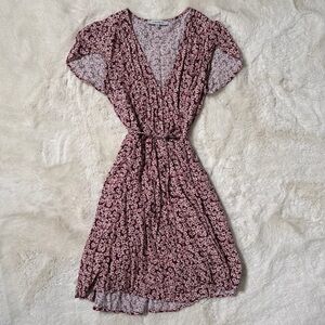 Olivaceous Pink Floral Wrap Midi Dress